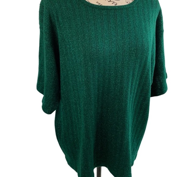 c. b. Collections women’s 3X glittery green blouse - Picture 5 of 11